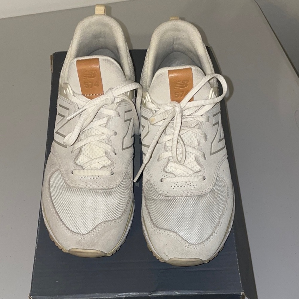 White and Tan Sneakers